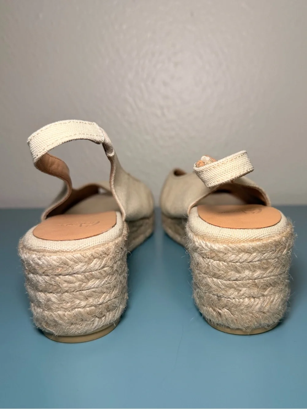 Women’s Cream Canvas Espadrille Slingback 2” Wedge - Size 39
